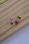 Daisy Diamond Heart Flatback Studs