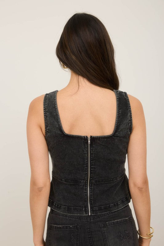 Drew Denim Tie Top