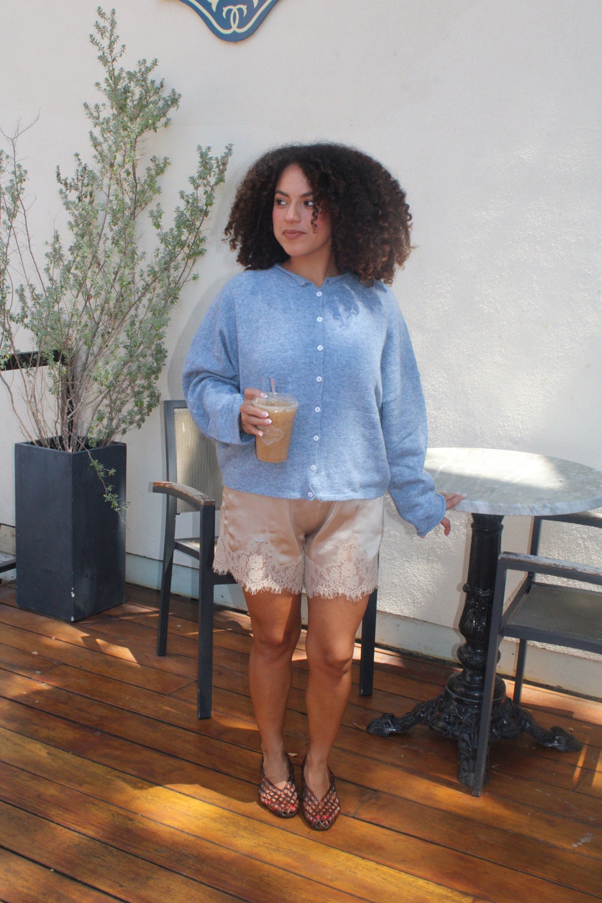 Autumn Latte Lace Satin Shorts