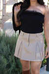 Khaki Chic Pleated Skirt