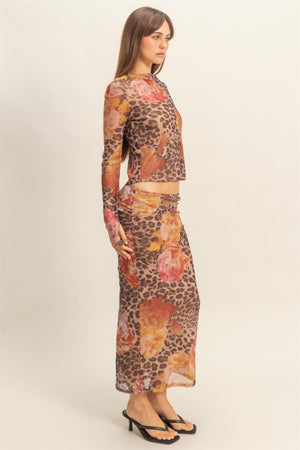 Kalina Leopard Floral Mesh Top