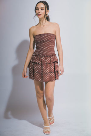 Eleanor Strapless Polka Dot Dress
