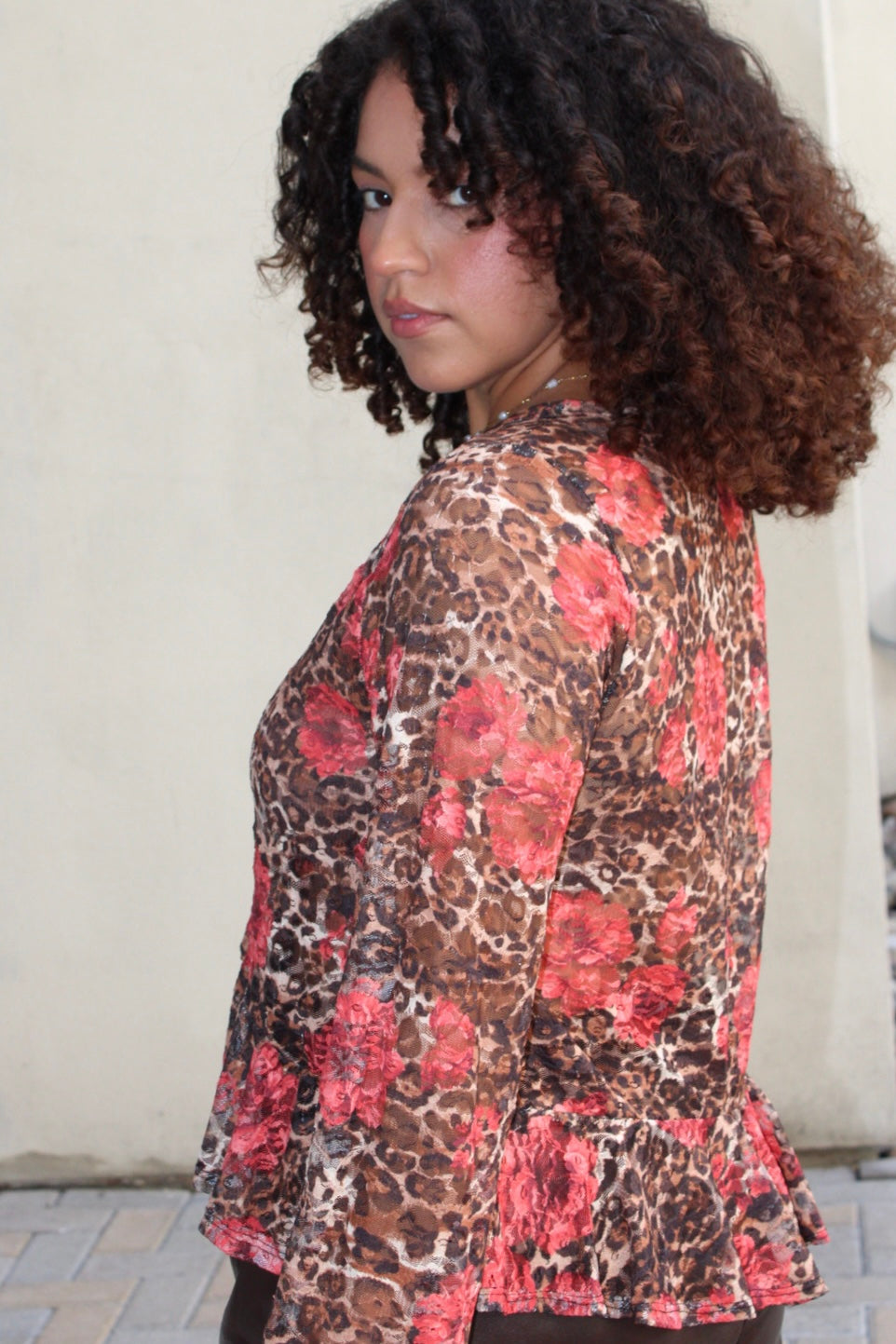 Carolina Front Tie Floral Leopard Top