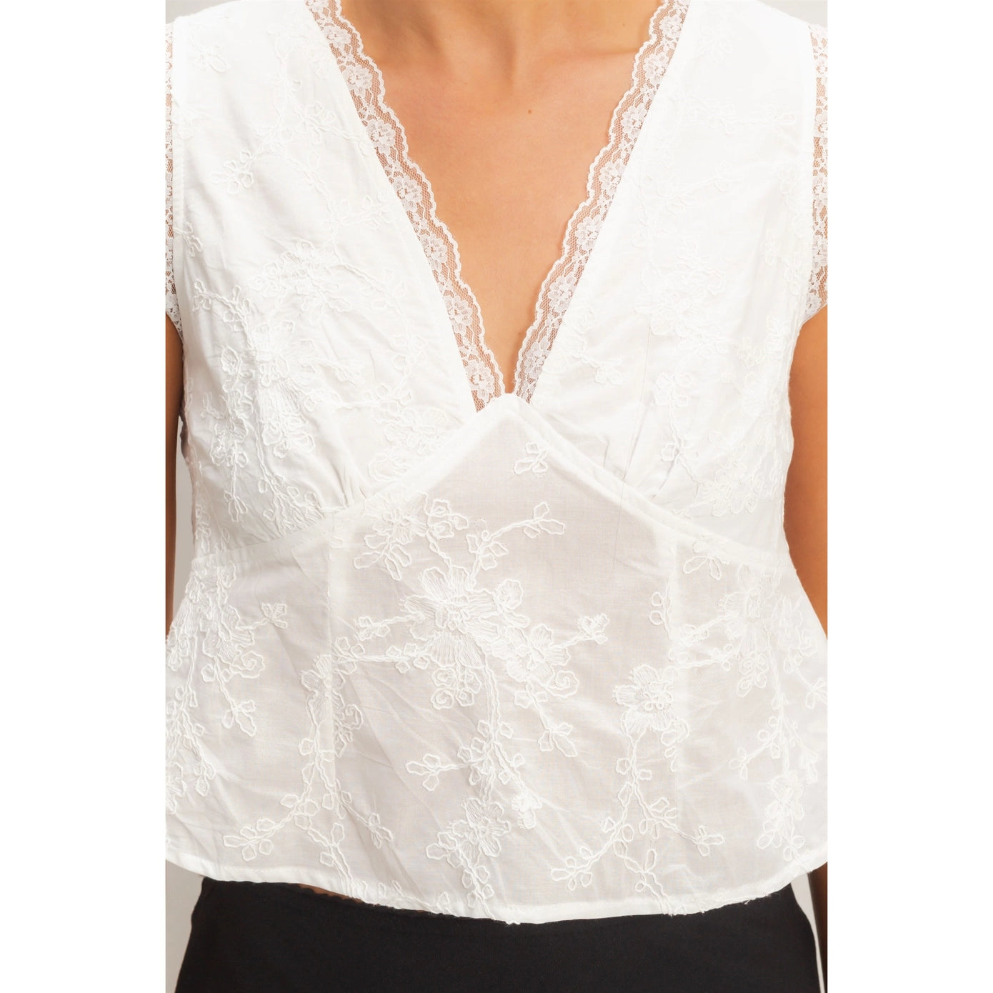 Eyelet Embroidered Tie Top
