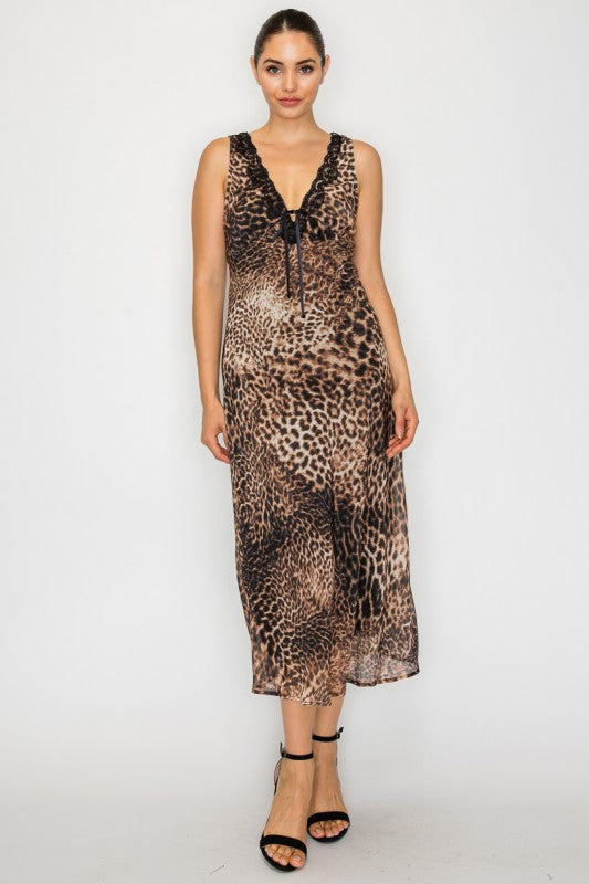 Willa Leopard Lace Maxi Dress