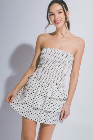 Eleanor Strapless Polka Dot Dress