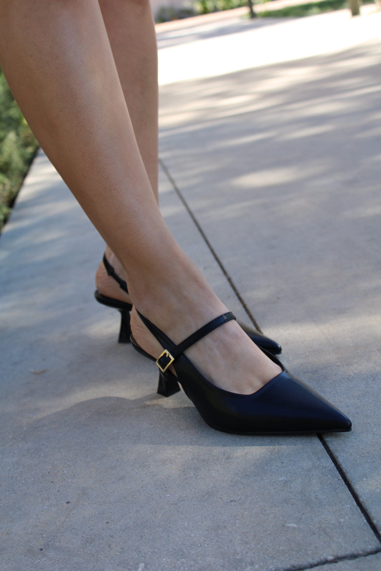 Noir Sleek Kitten Heels