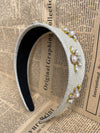 Pearl Blossom Linen Headband