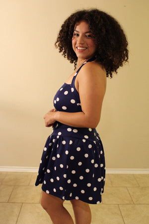 Nancy Halter Polka Dot Flared Mini Dress