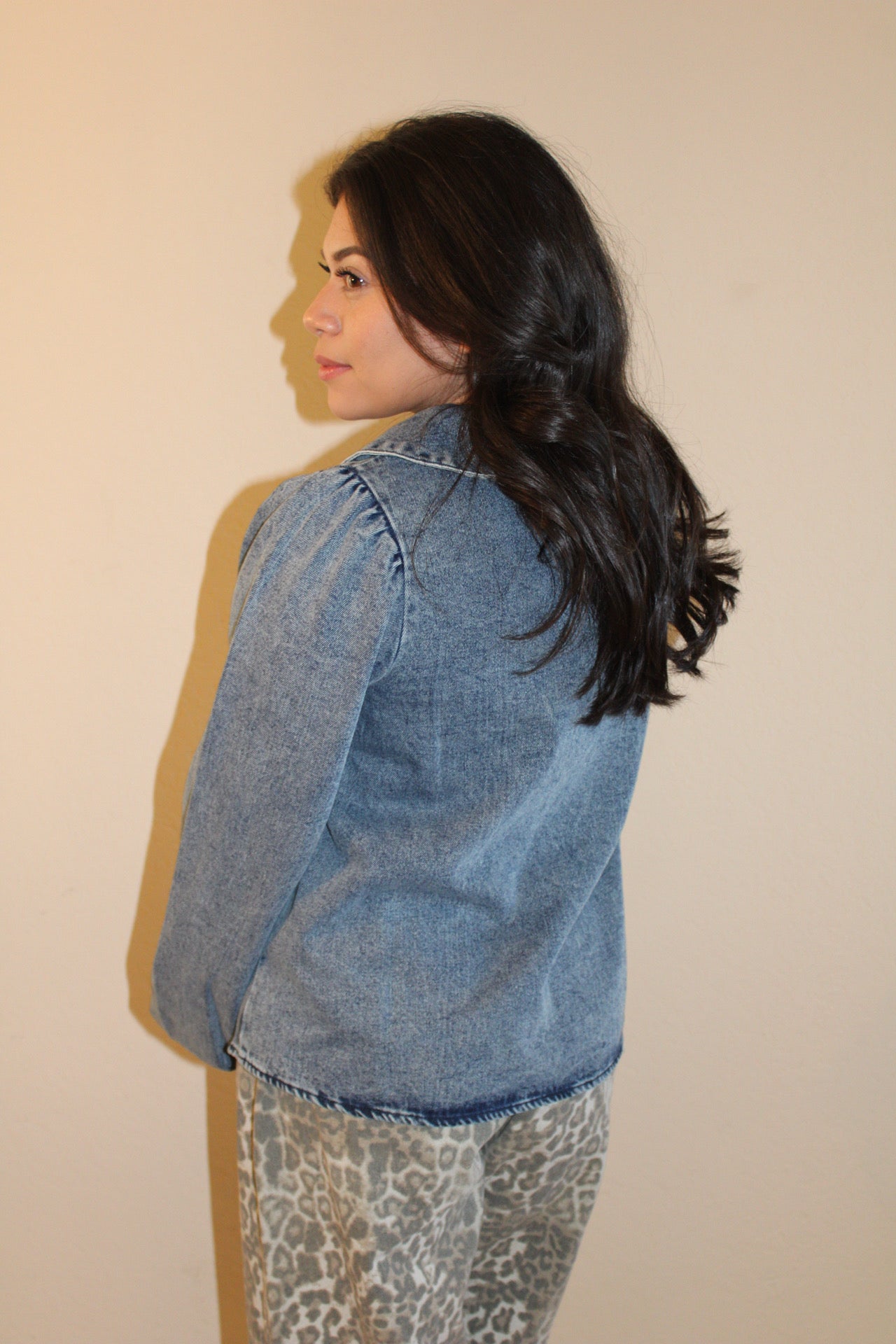 Dancie Denim Peter Pan Collar Top