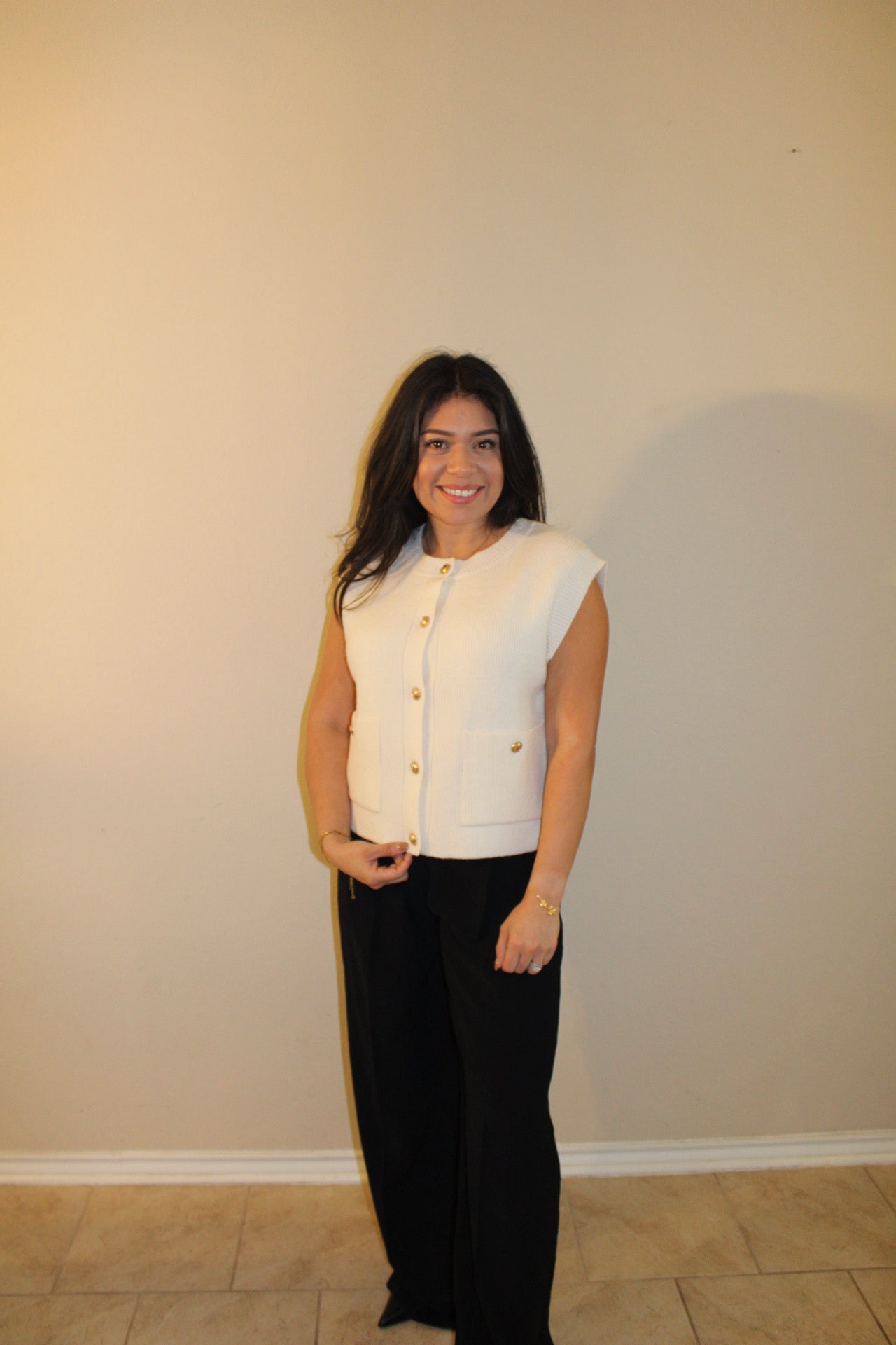 Noelle Gold Button Vest