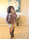 Noelia Plaid Peplum Blouse