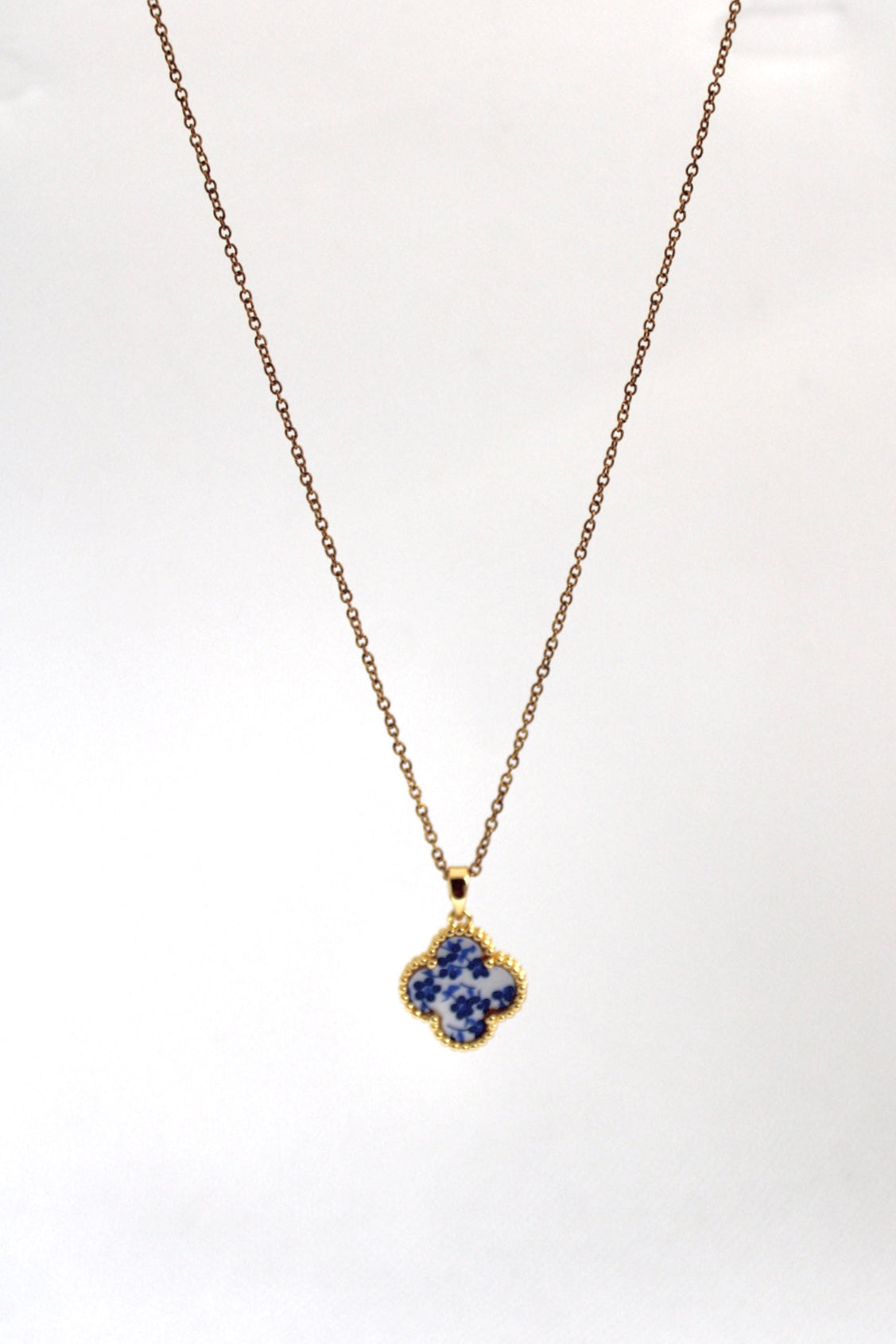 Vintage Porcelain Clover Necklace
