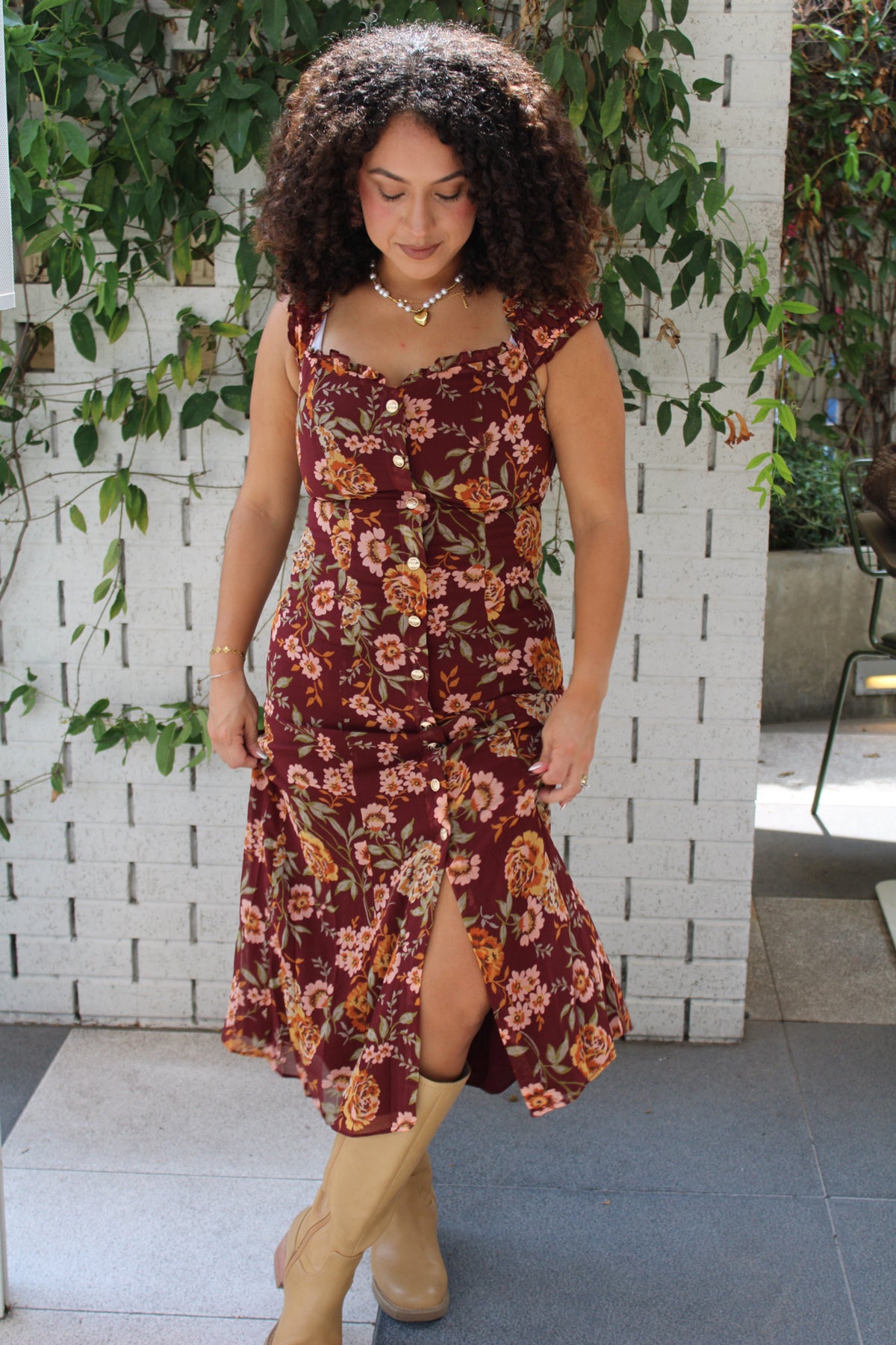 Floral in Fall Ruffle Maxi Dress