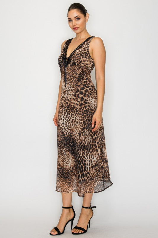 Willa Leopard Lace Maxi Dress