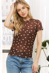 Mocha Mesh Polka Dot Top