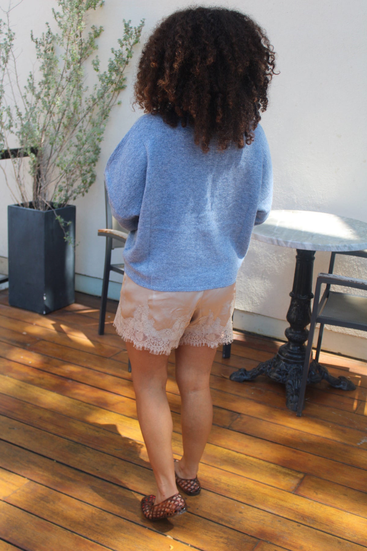 Autumn Latte Lace Satin Shorts