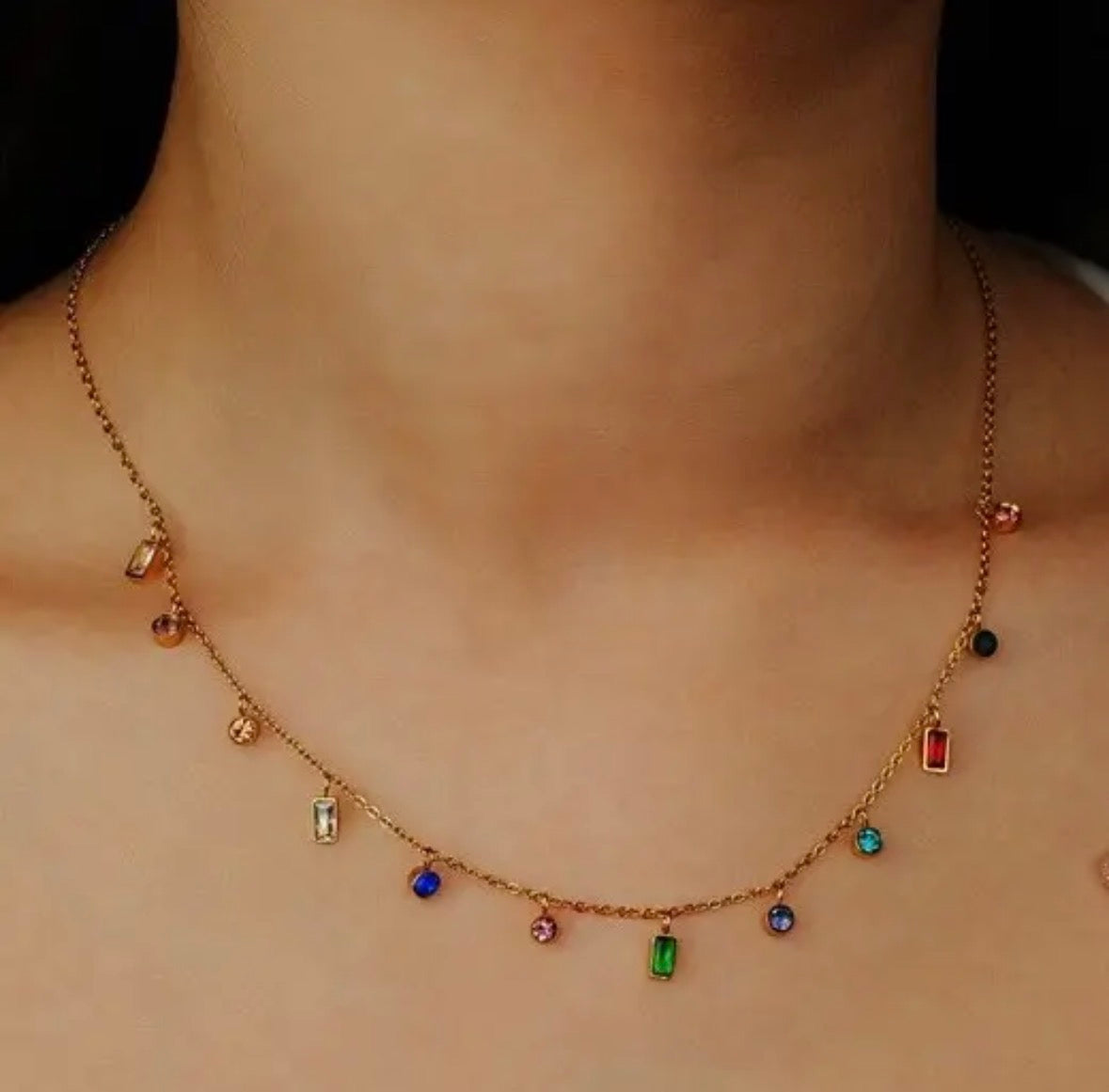 Claudette Rainbow Stone Necklace