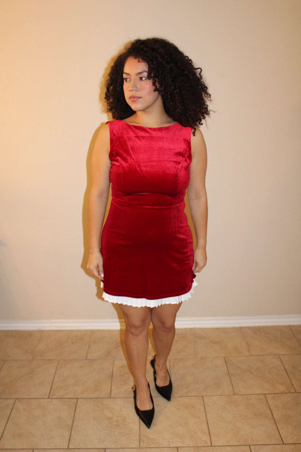 Lucy Ruffled Hem Velvet Dress