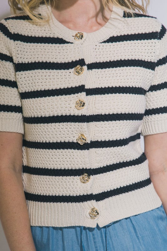 Charise Timeless Striped Knit Cardigan