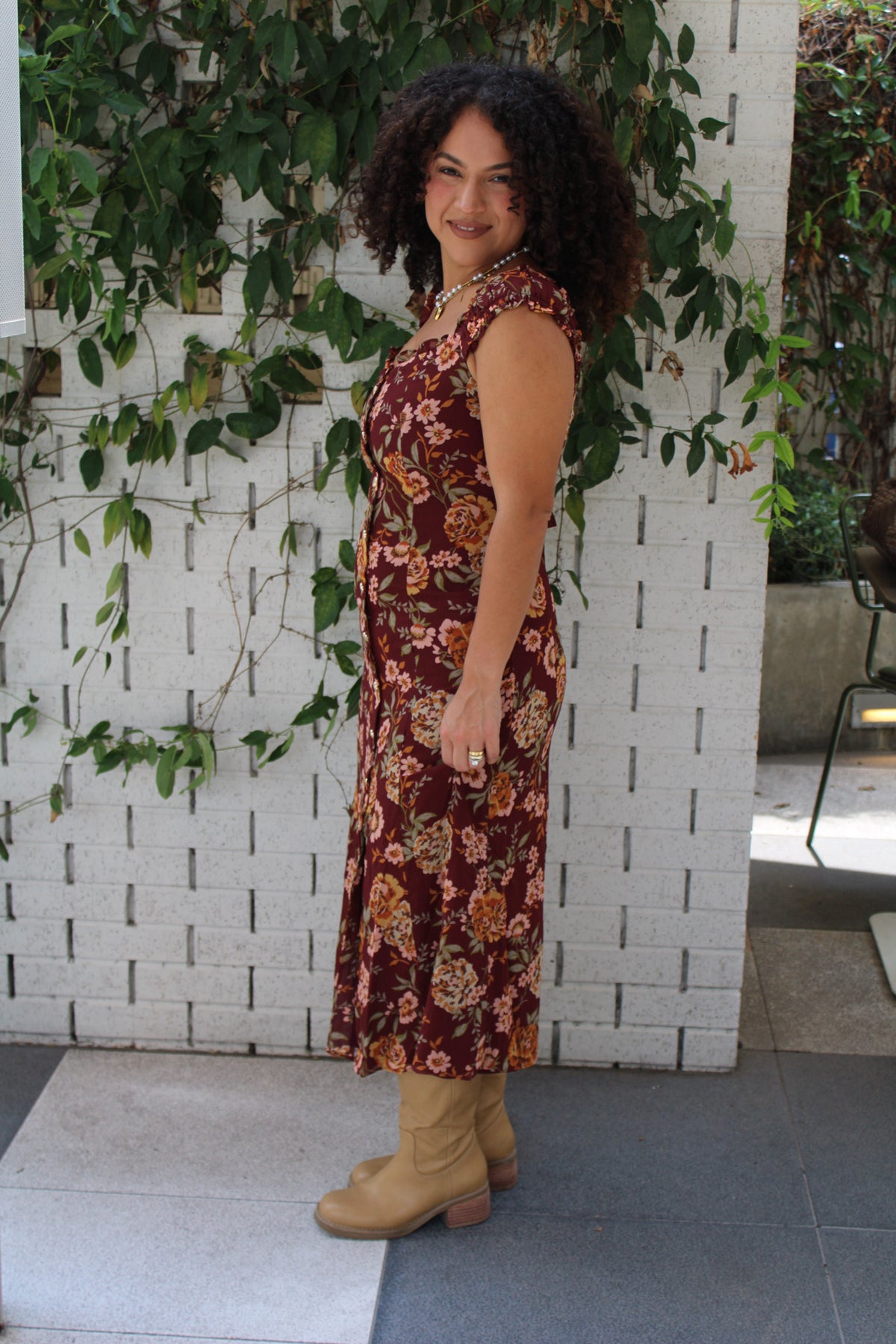 Floral in Fall Ruffle Maxi Dress