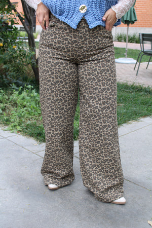 Cameron Denim Leopard Pants