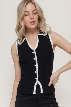 Seraphina Contrast Button Up Top