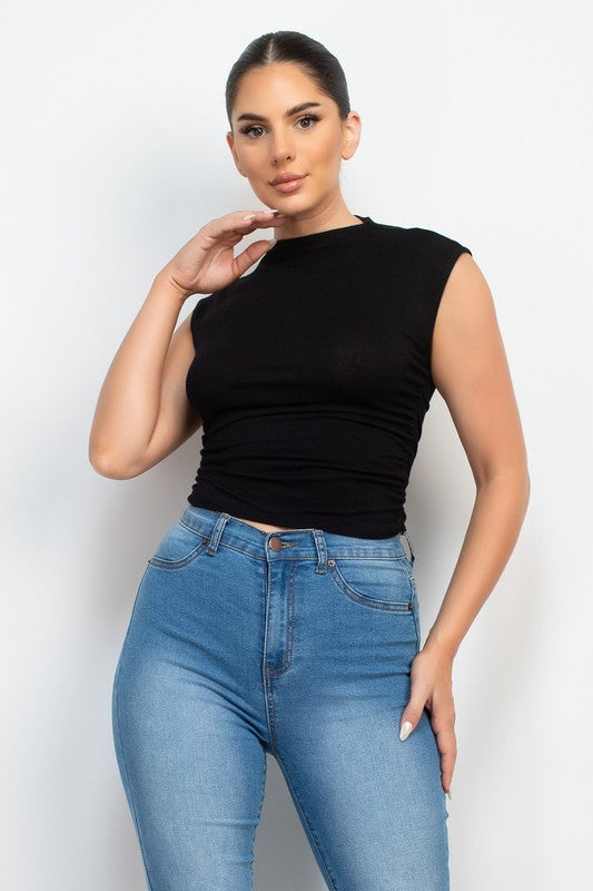 Monica Mock Neck Ruched Top