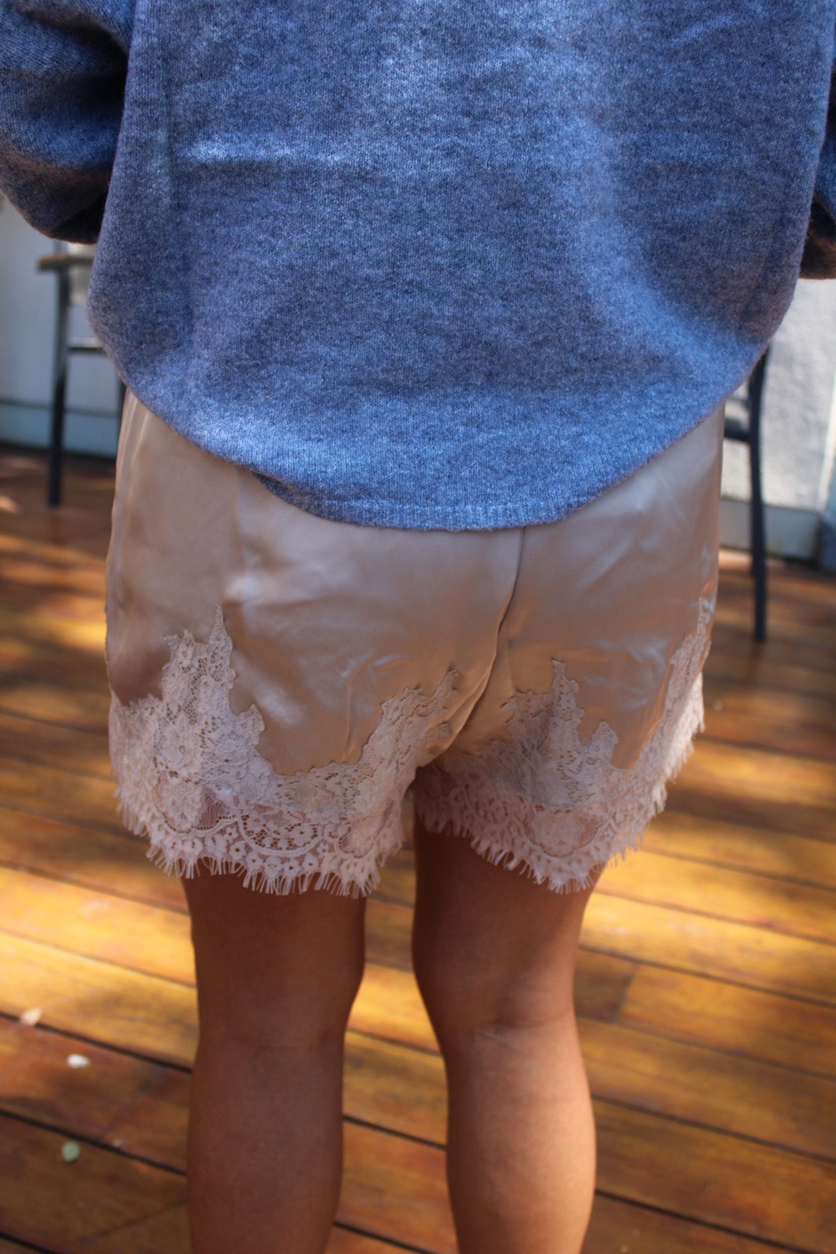Autumn Latte Lace Satin Shorts