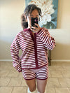 Raspberry Mousse Striped Shorts Set