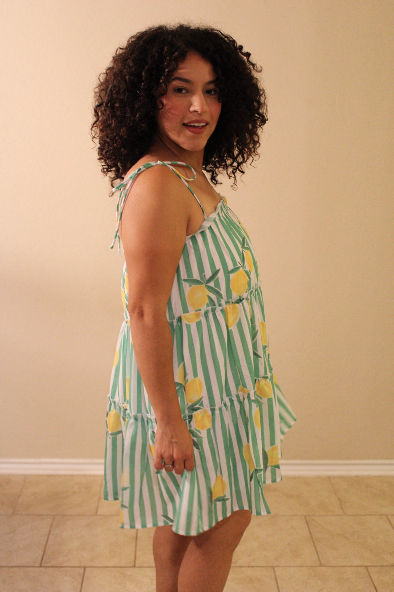 Adara Striped Lemon Dress