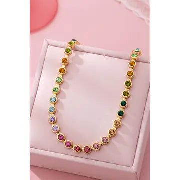 Rivera Rainbow Gemstone Tennis Necklace