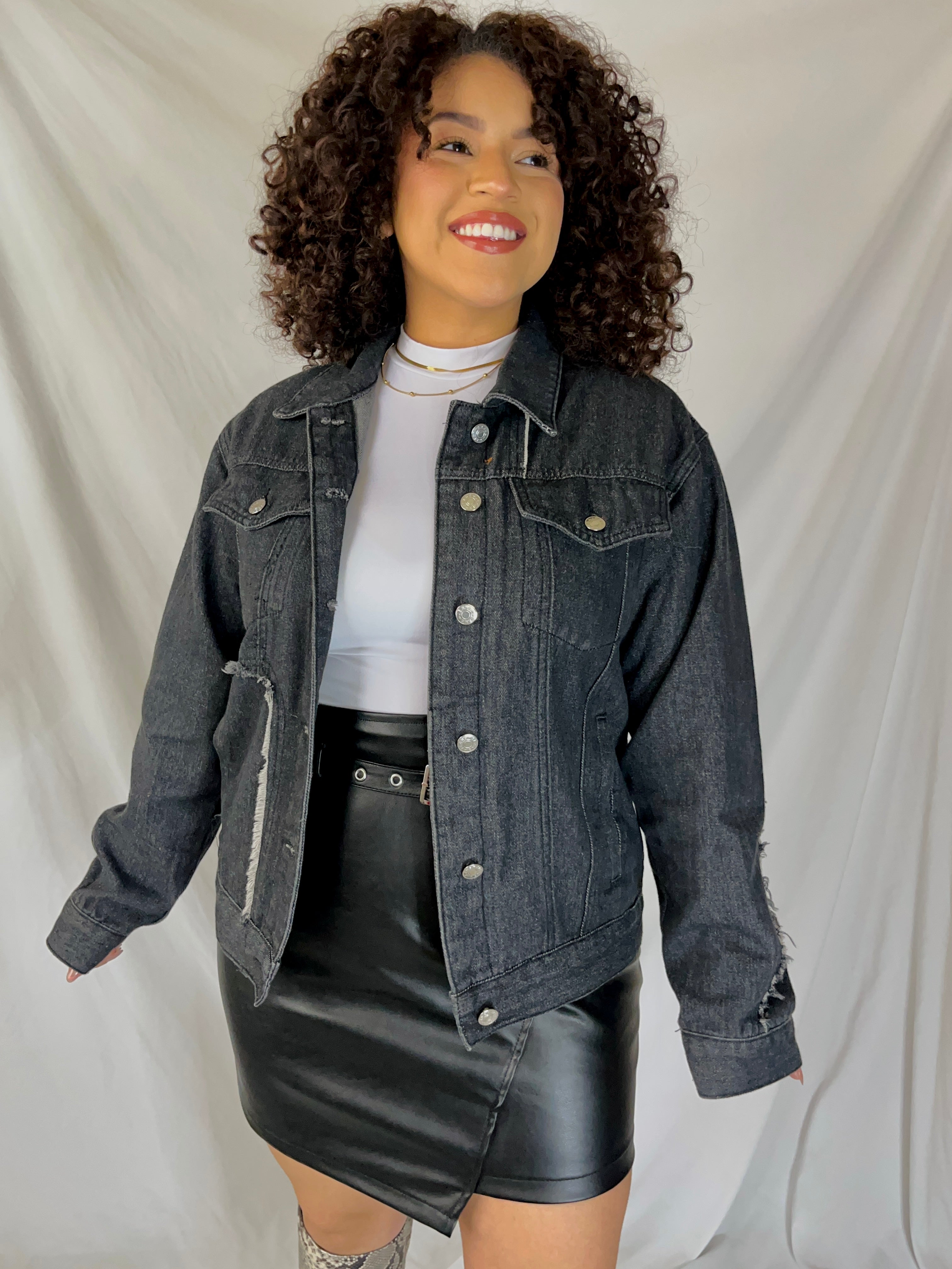 Abercrombie & Fitch Women's Distressed Black Denim Jacket Size S. | eBay