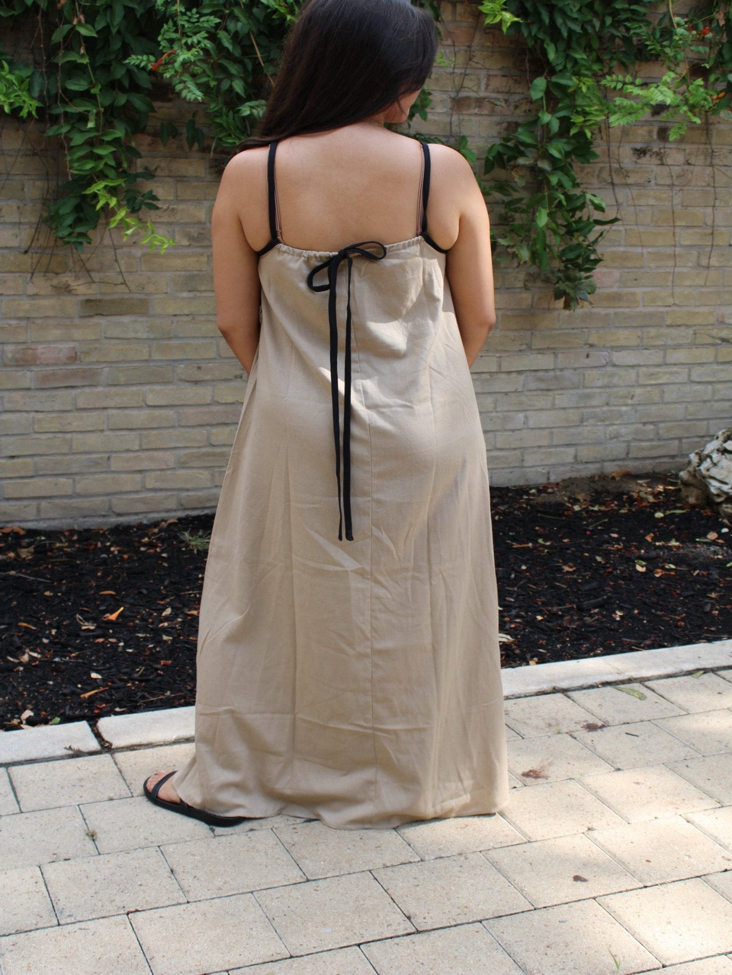 All Natural Contrast Trim Maxi Dress