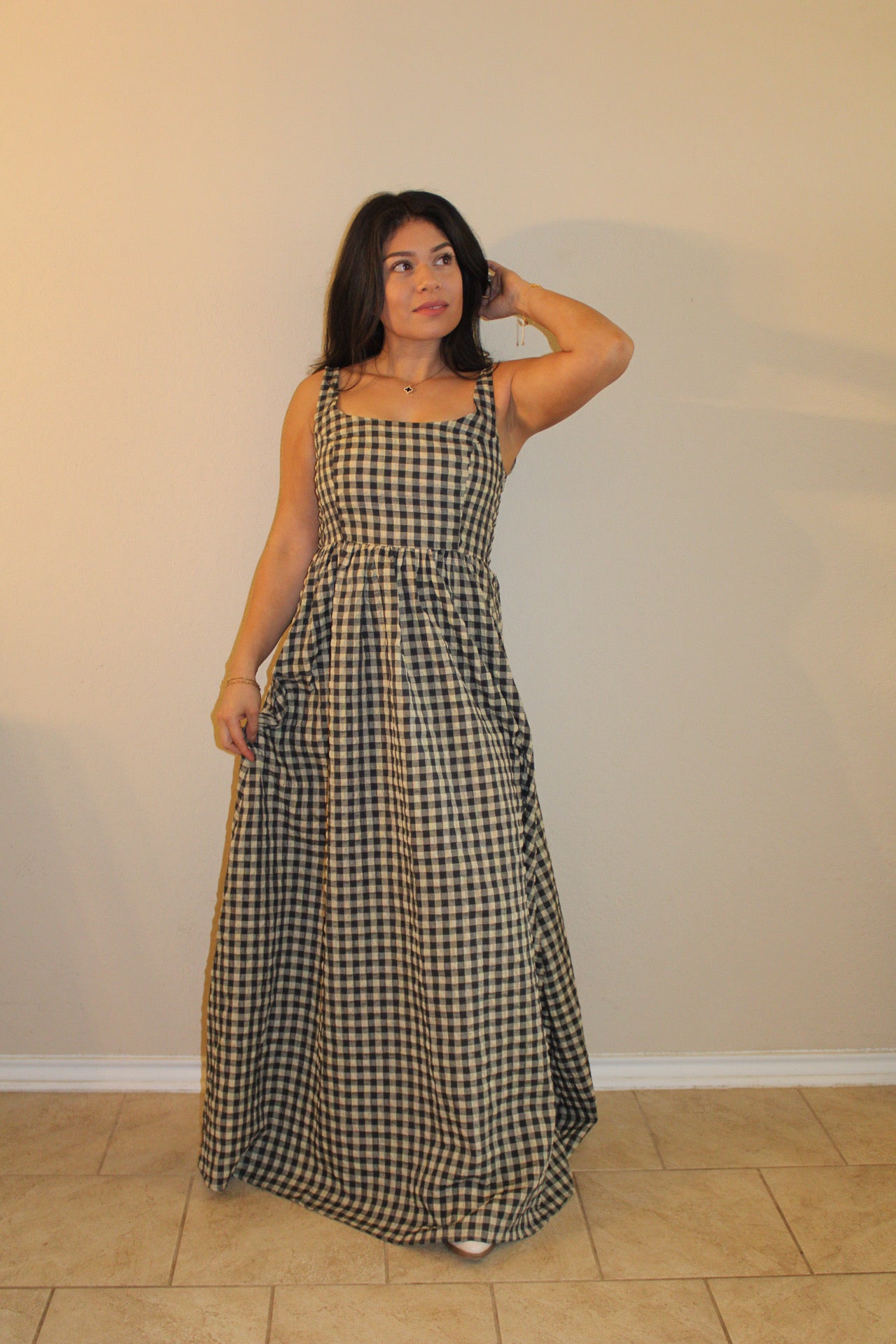Vara Checkered Maxi Dress