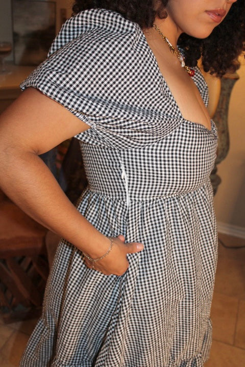 Spring Gingham Print Babydoll Dress