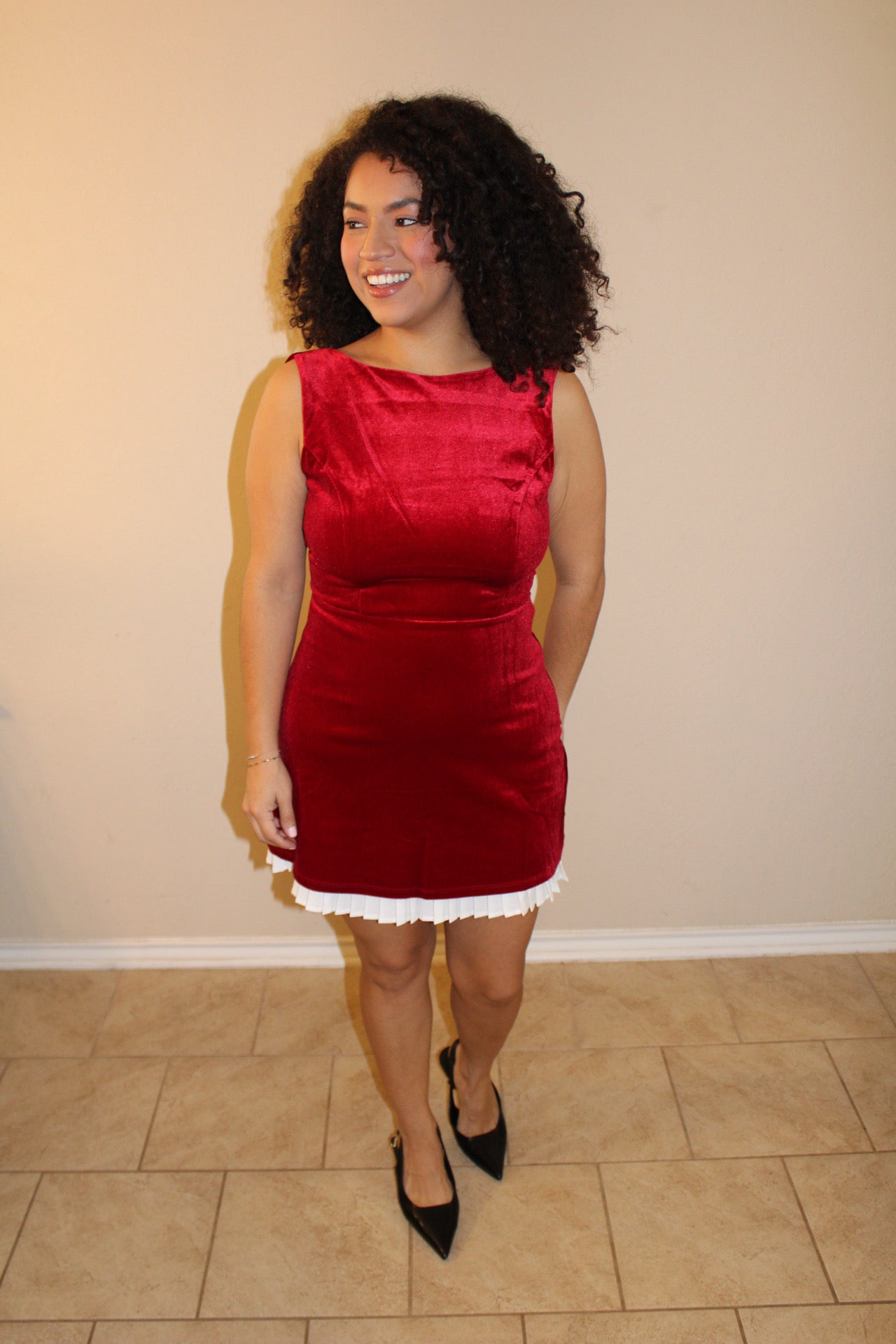 Lucy Ruffled Hem Velvet Dress