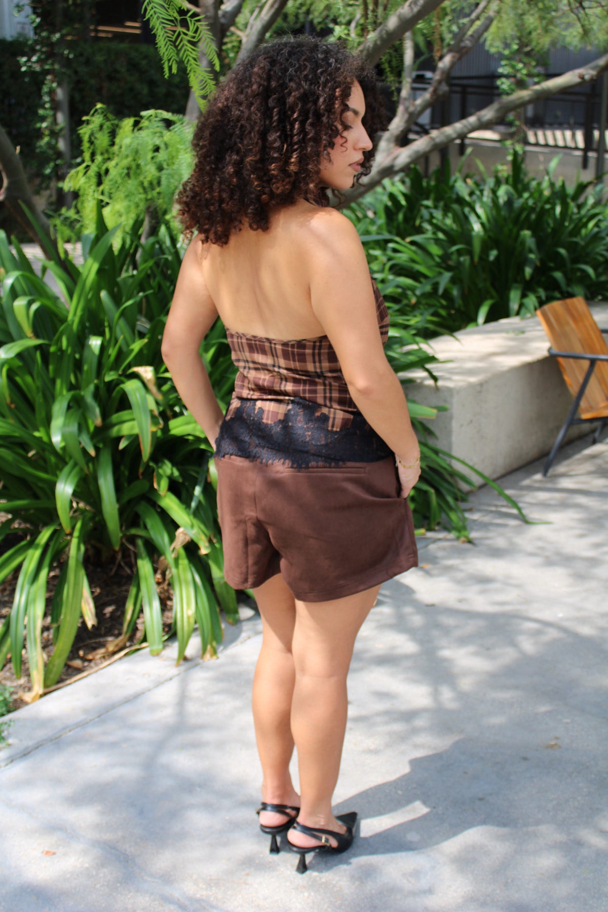 The Blair Lace Plaid Haltered Top