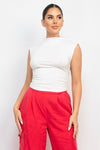 Monica Mock Neck Ruched Top