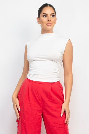 Monica Mock Neck Ruched Top