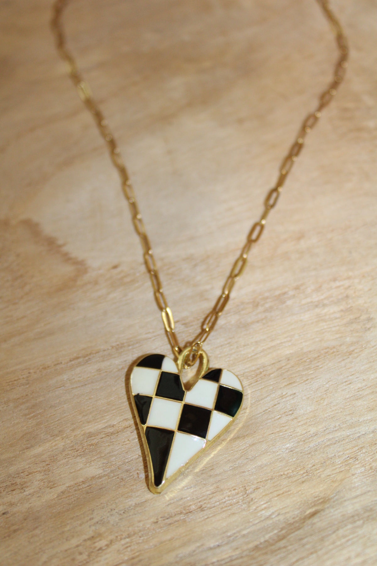 Mel Checkered Hearts Necklace