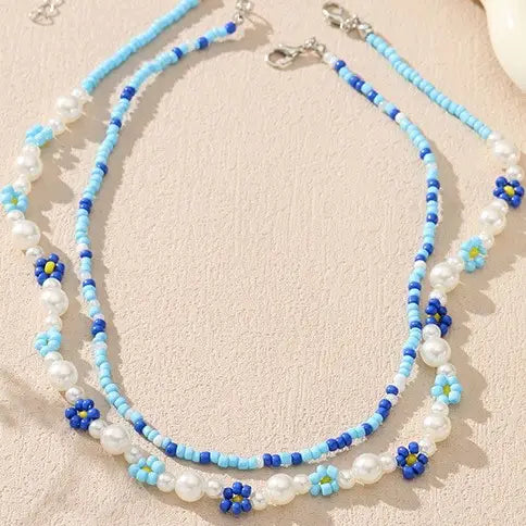 Lani Double Layer Floral Beaded Necklace