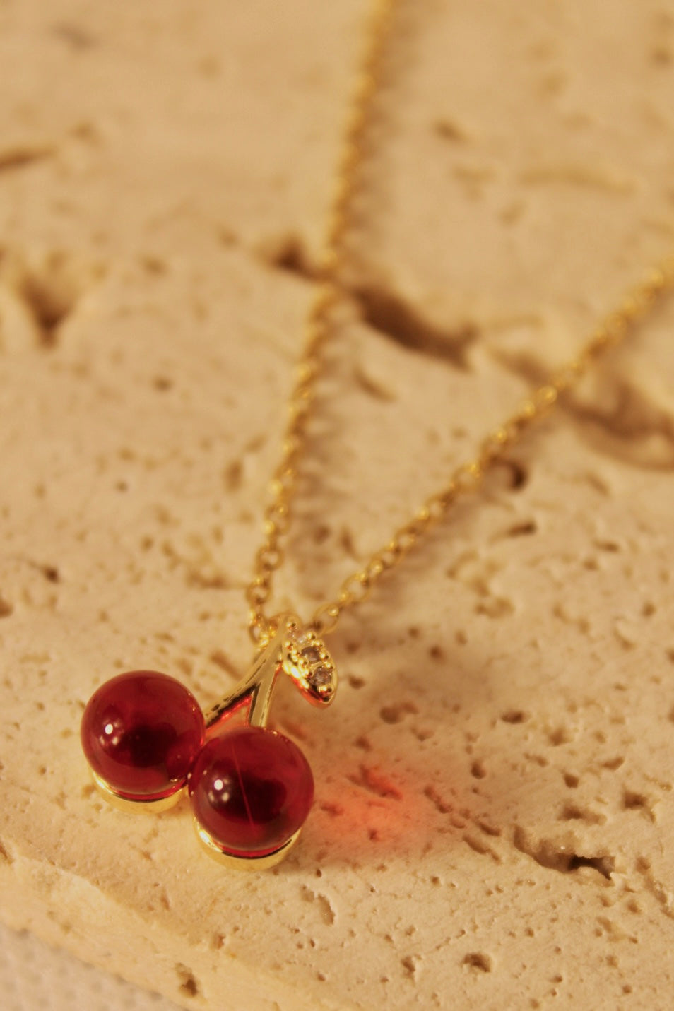 Hazel Diamond Cherry Charm Necklace