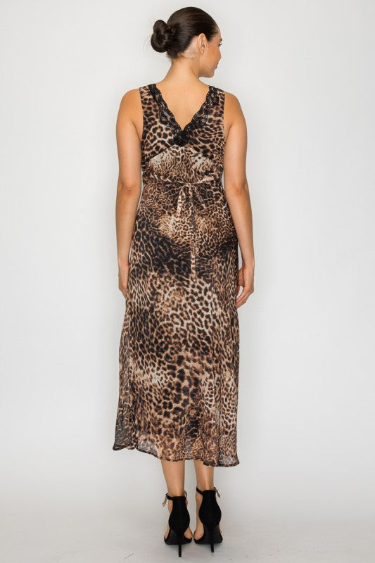 Willa Leopard Lace Maxi Dress