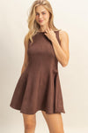 Dina Faux Suede Flare Dress