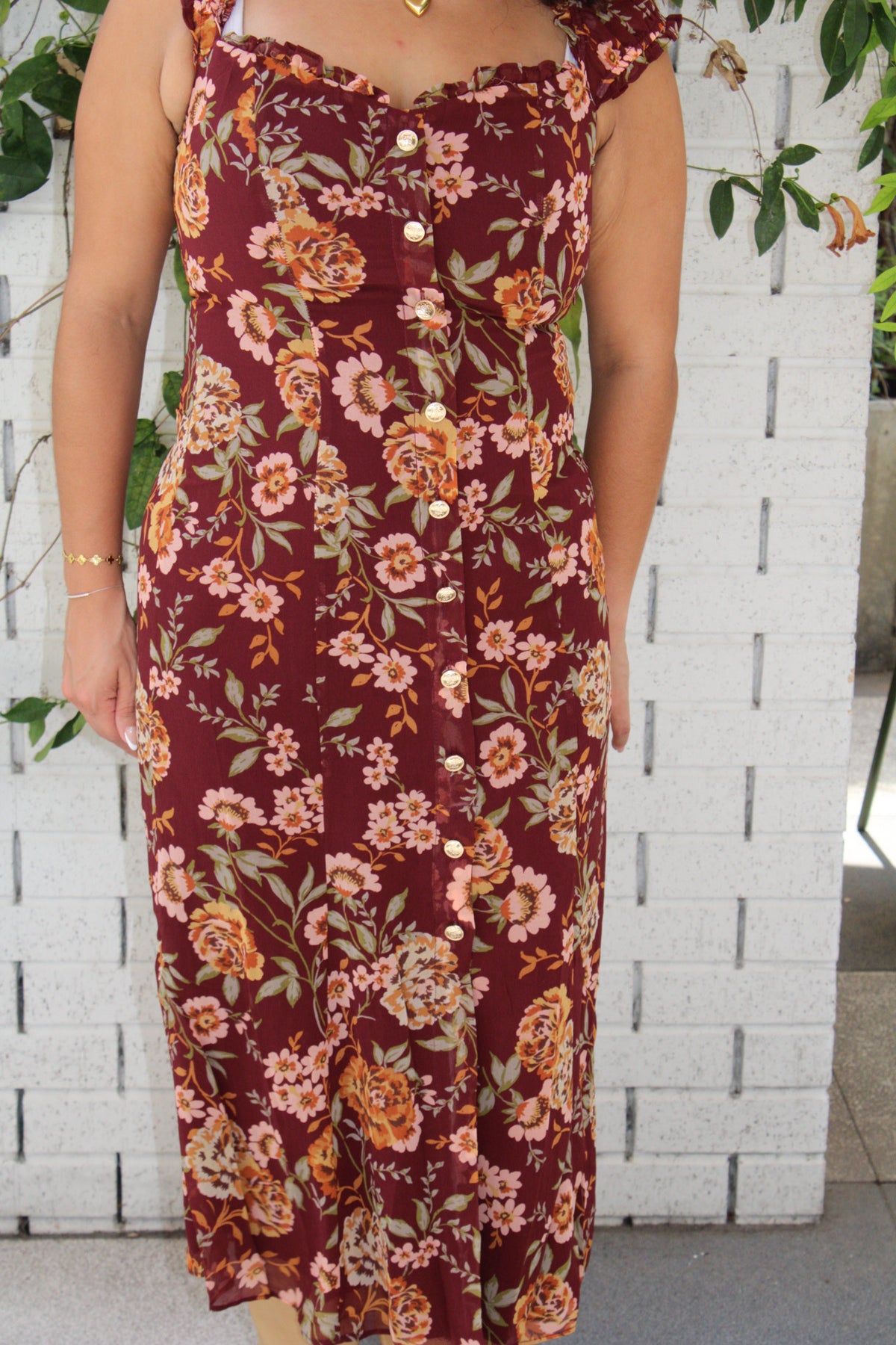 Floral in Fall Ruffle Maxi Dress