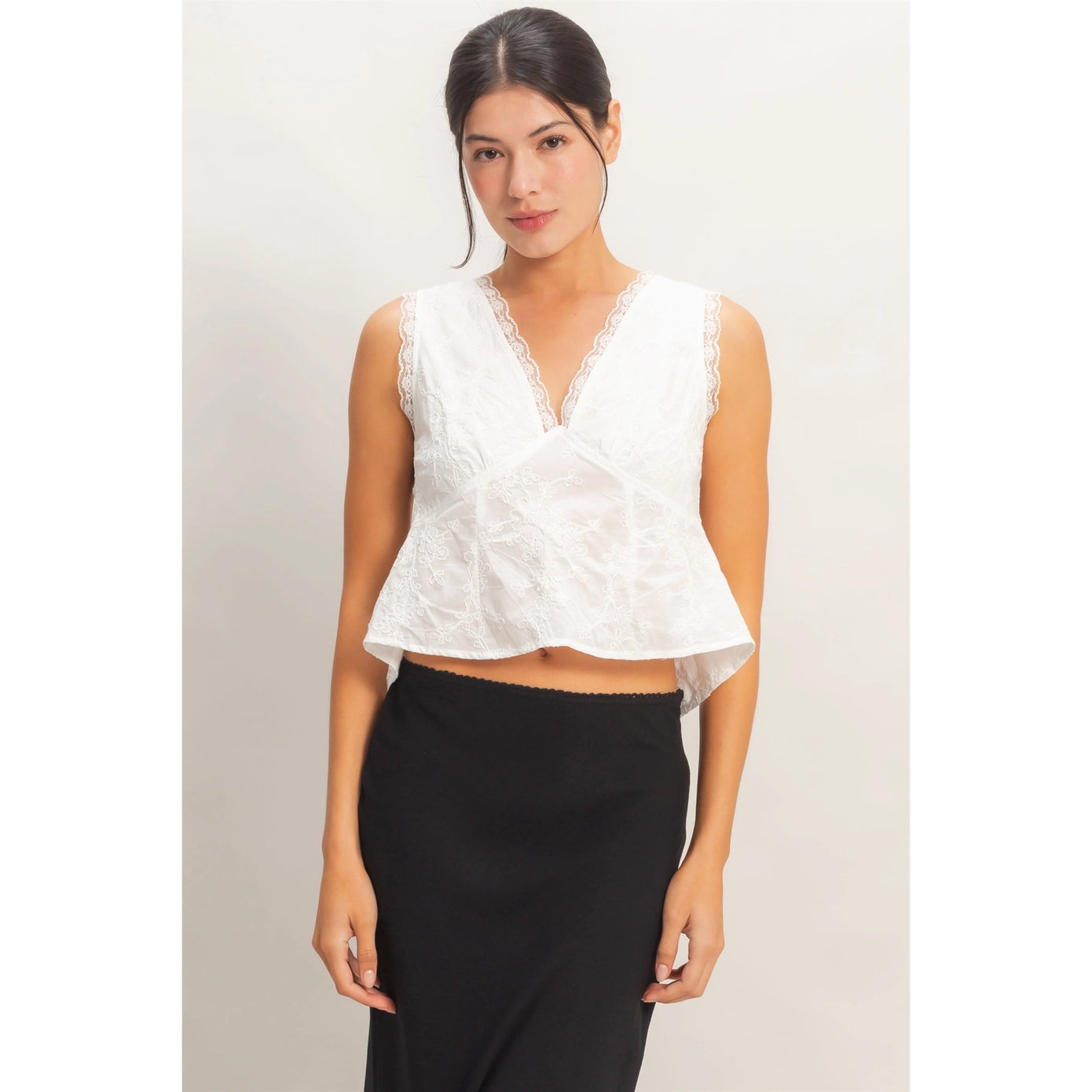 Eyelet Embroidered Tie Top