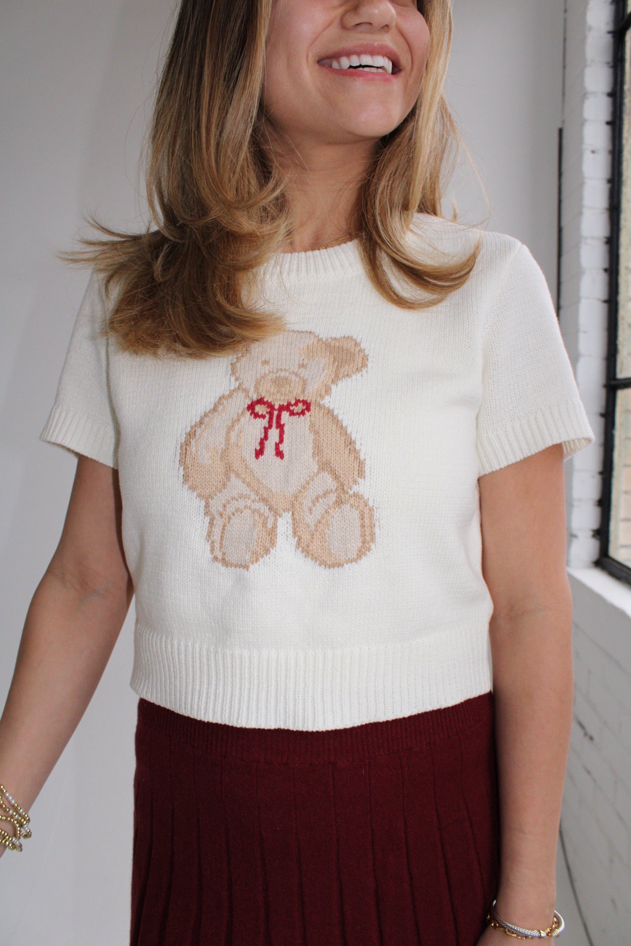 Cozy Teddy Bear Crewneck Top