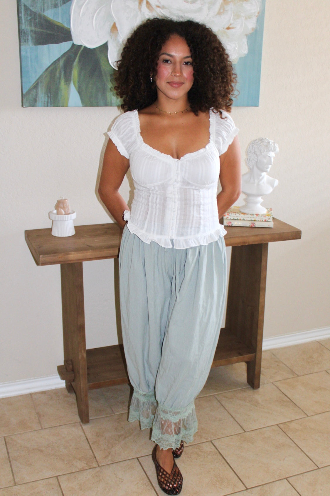 Tiana Ruffle Button Down Top