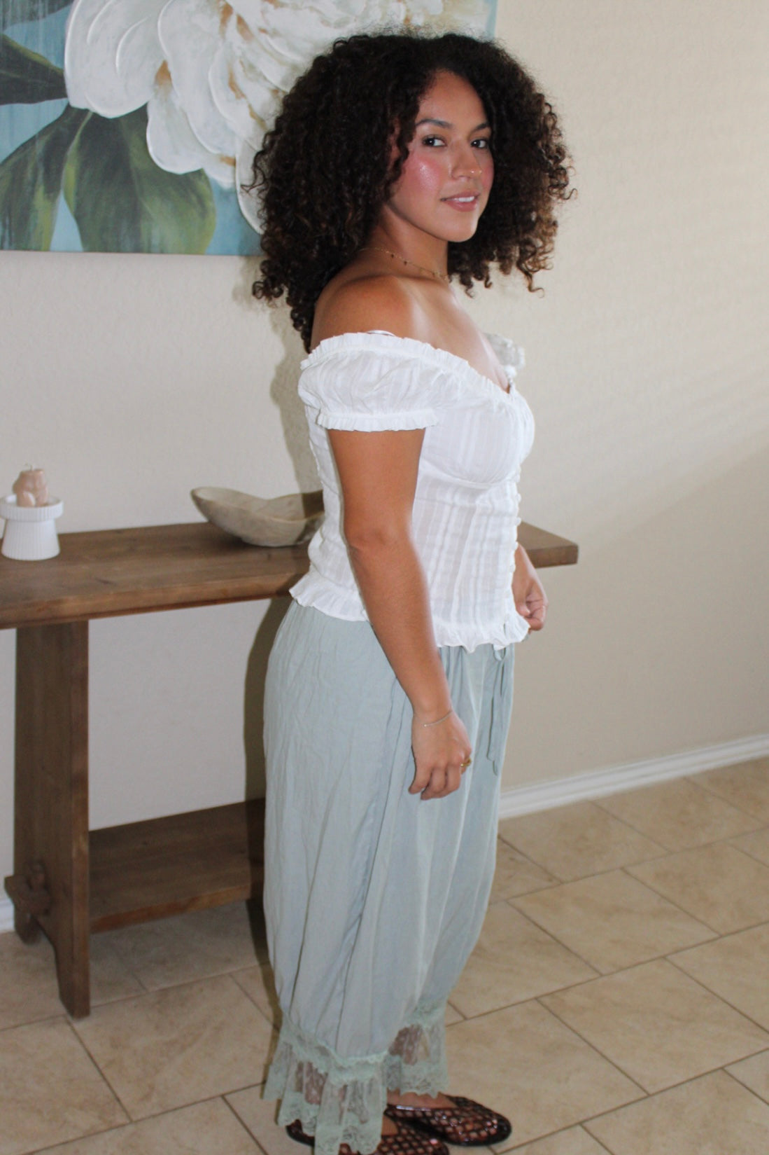 Tiana Ruffle Button Down Top